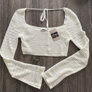 NEW Pitaya Laurena bell sleeve eyelet crop top